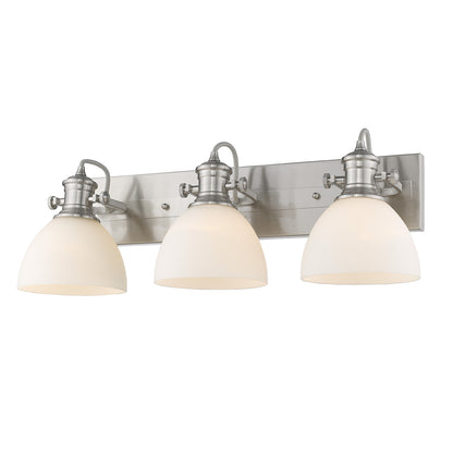 Yep by Golden Lighting Hines 3-light Vanity in Pewter and Opal Glass - - Golden Lighting