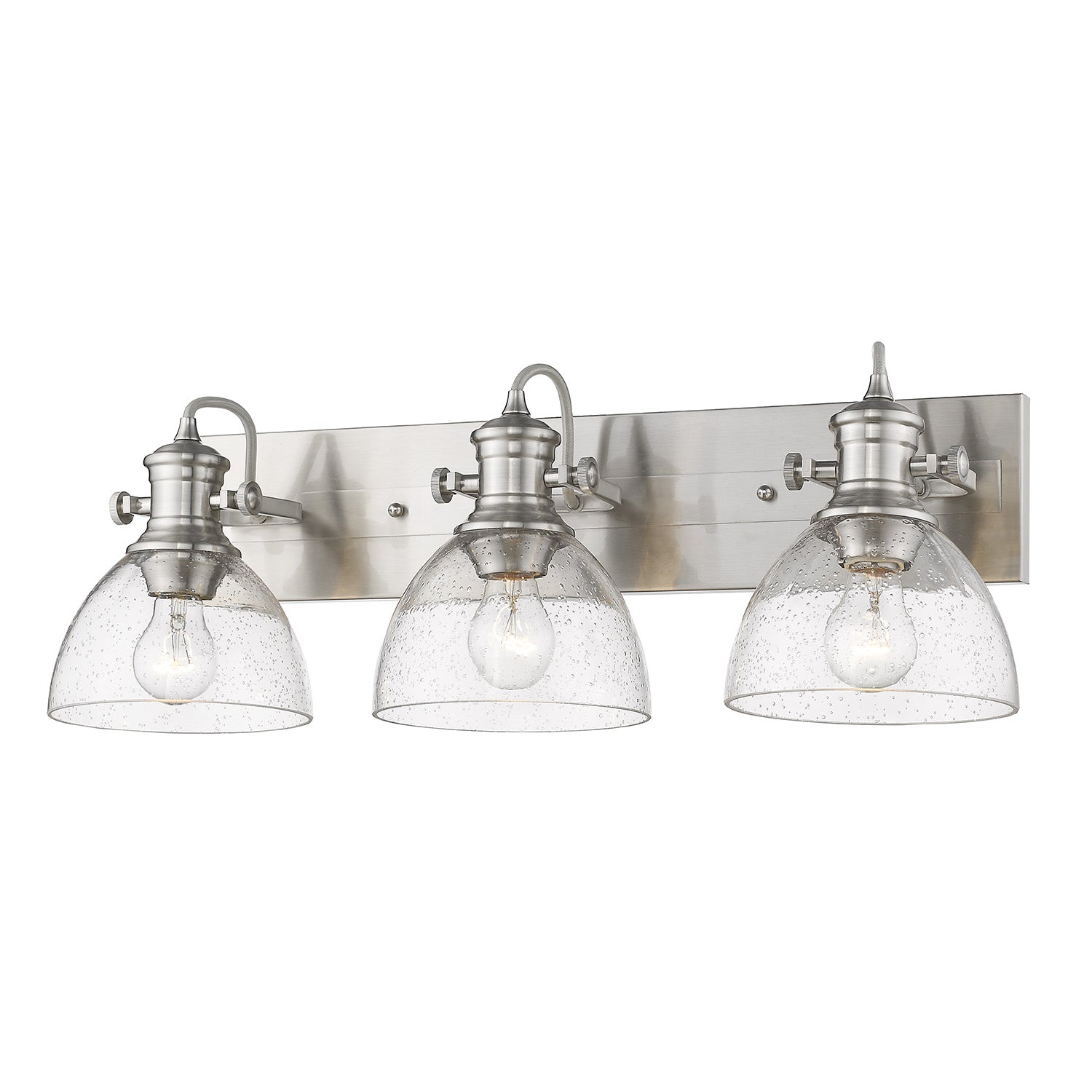 Yep by Golden Lighting Hines 3-light Vanity in Pewter and Seeded Glass - - Golden Lighting