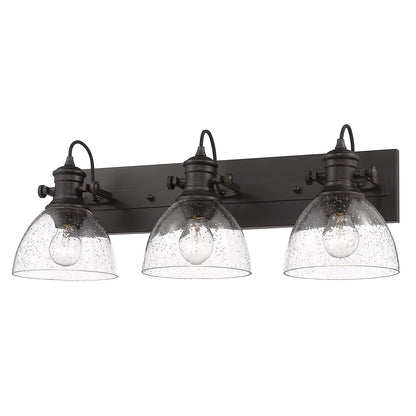 Yep by Golden Lighting Hines 3-light Vanity in Rubbed Bronze and Seeded Glass - - Golden Lighting