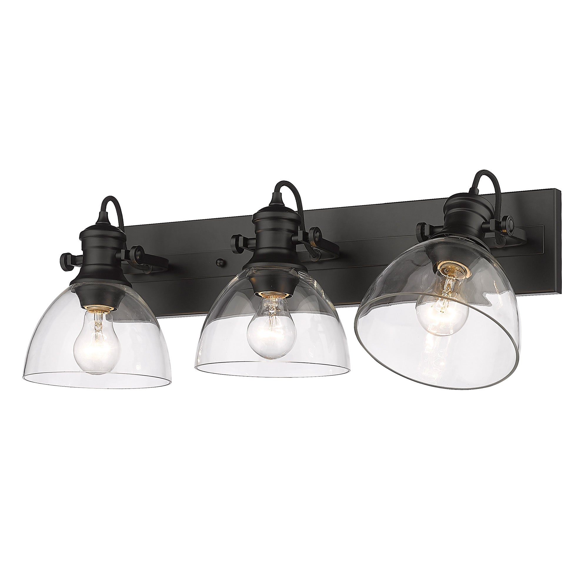 Yep by Golden Lighting Hines 3-light Vanity in Matte Black and Clear Glass
