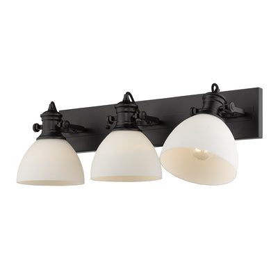 Yep by Golden Lighting Hines 3-light Vanity in Matte Black and Opal Glass - - Golden Lighting