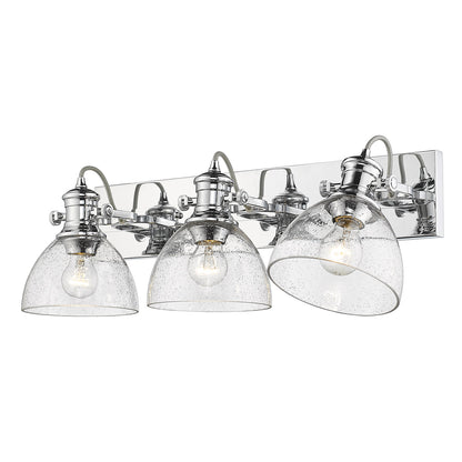 Hines 3-Light Bath Vanity in Chrome with Seeded Glass - Default Title - Golden Lighting