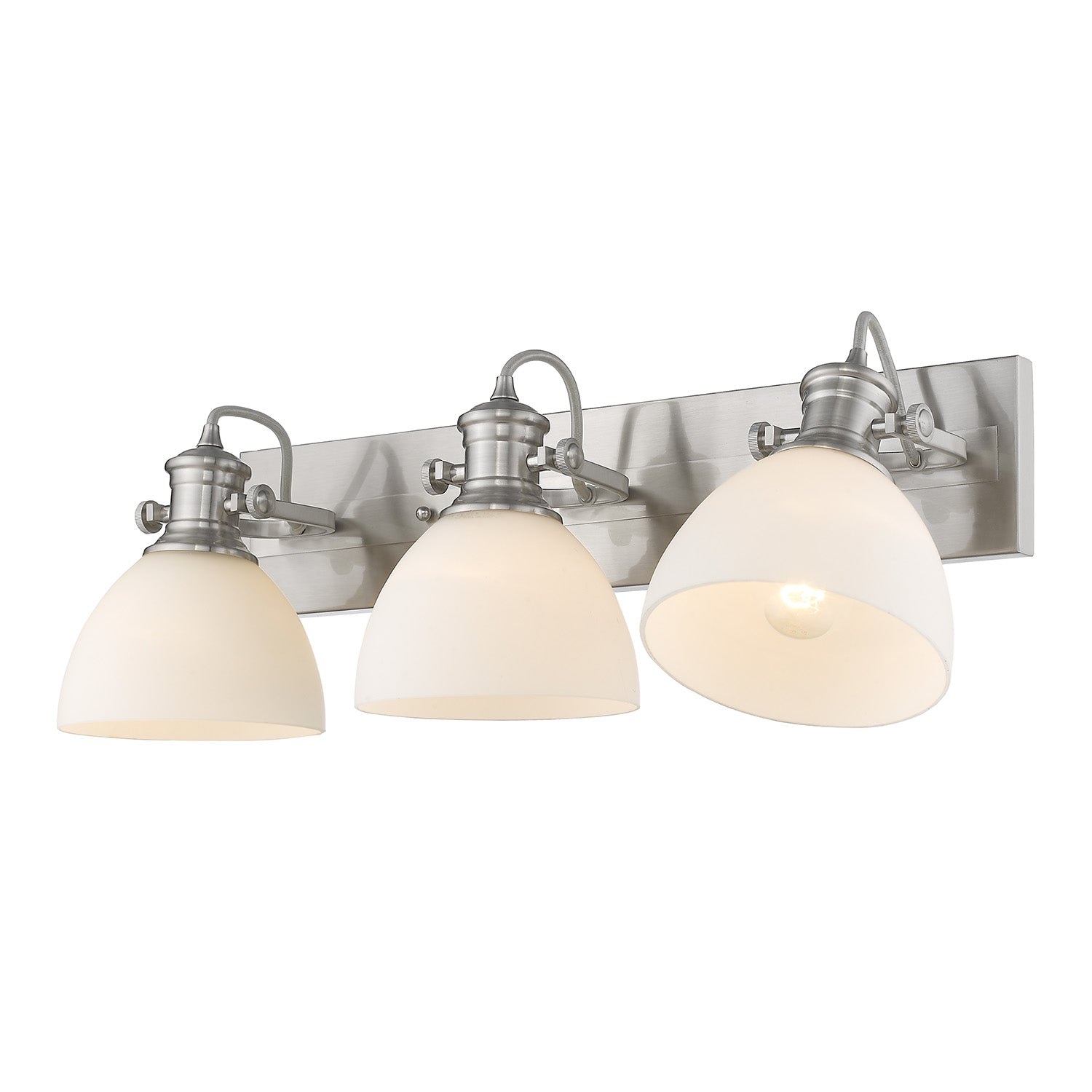 Yep by Golden Lighting Hines 3-light Vanity in Pewter and Opal Glass
