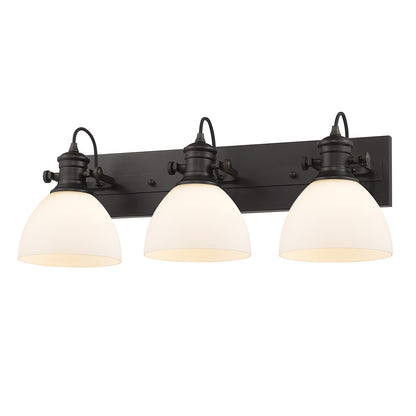 Yep by Golden Lighting Hines 3-light Vanity in Rubbed Bronze and Opal Glass