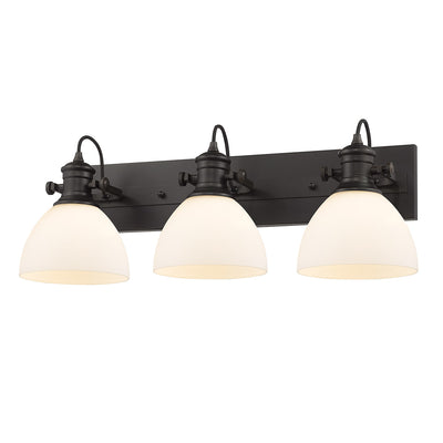 Yep by Golden Lighting Hines 3-light Vanity in Rubbed Bronze and Opal Glass - - Golden Lighting