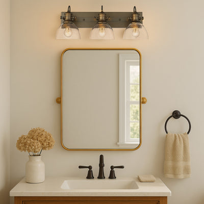 Yep by Golden Lighting Hines 3-light Vanity in Rubbed Bronze and Seeded Glass - Default Title - Golden Lighting