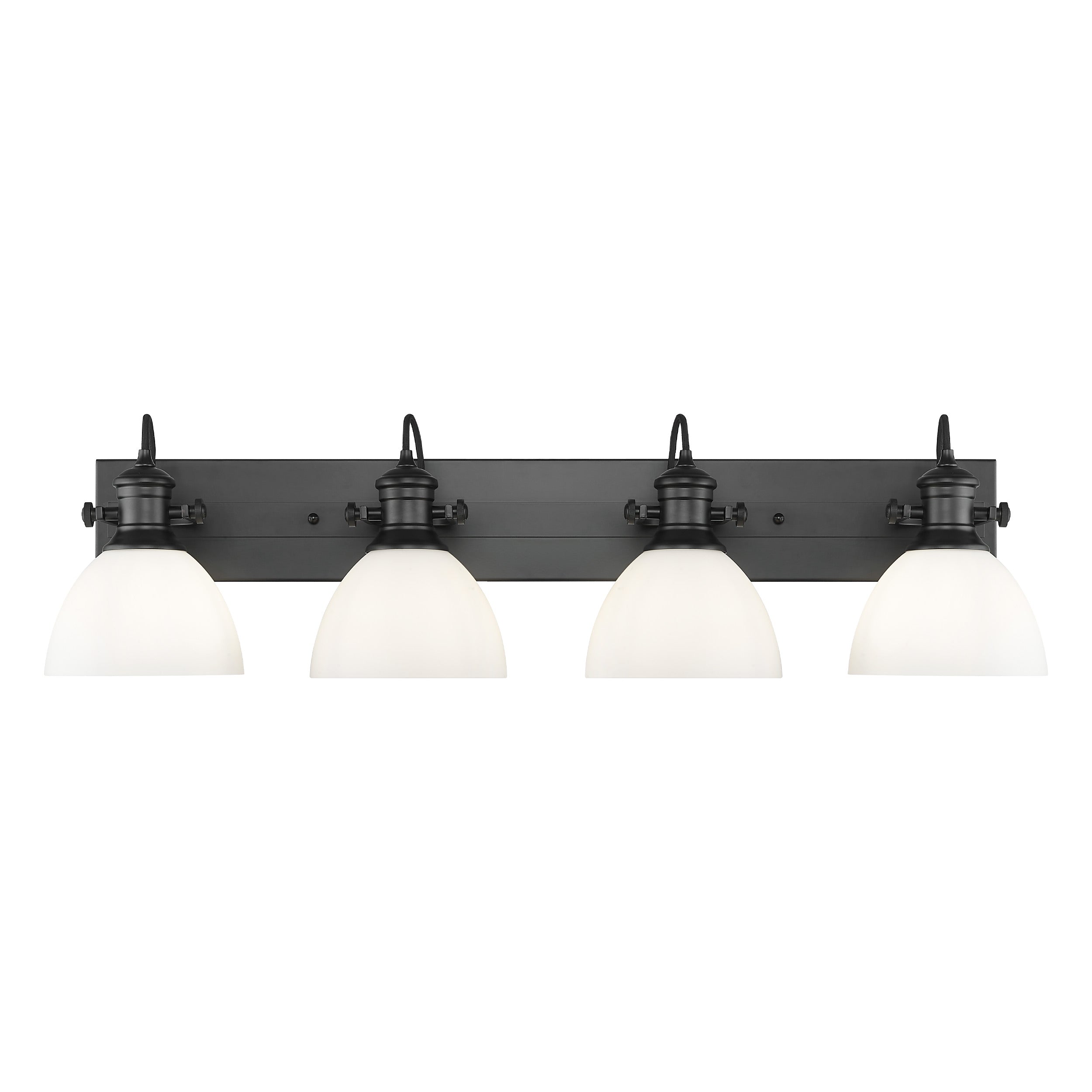 Hines 4-Light Vanity Light in Matte Black with Opal Glass - Default Title - Golden Lighting