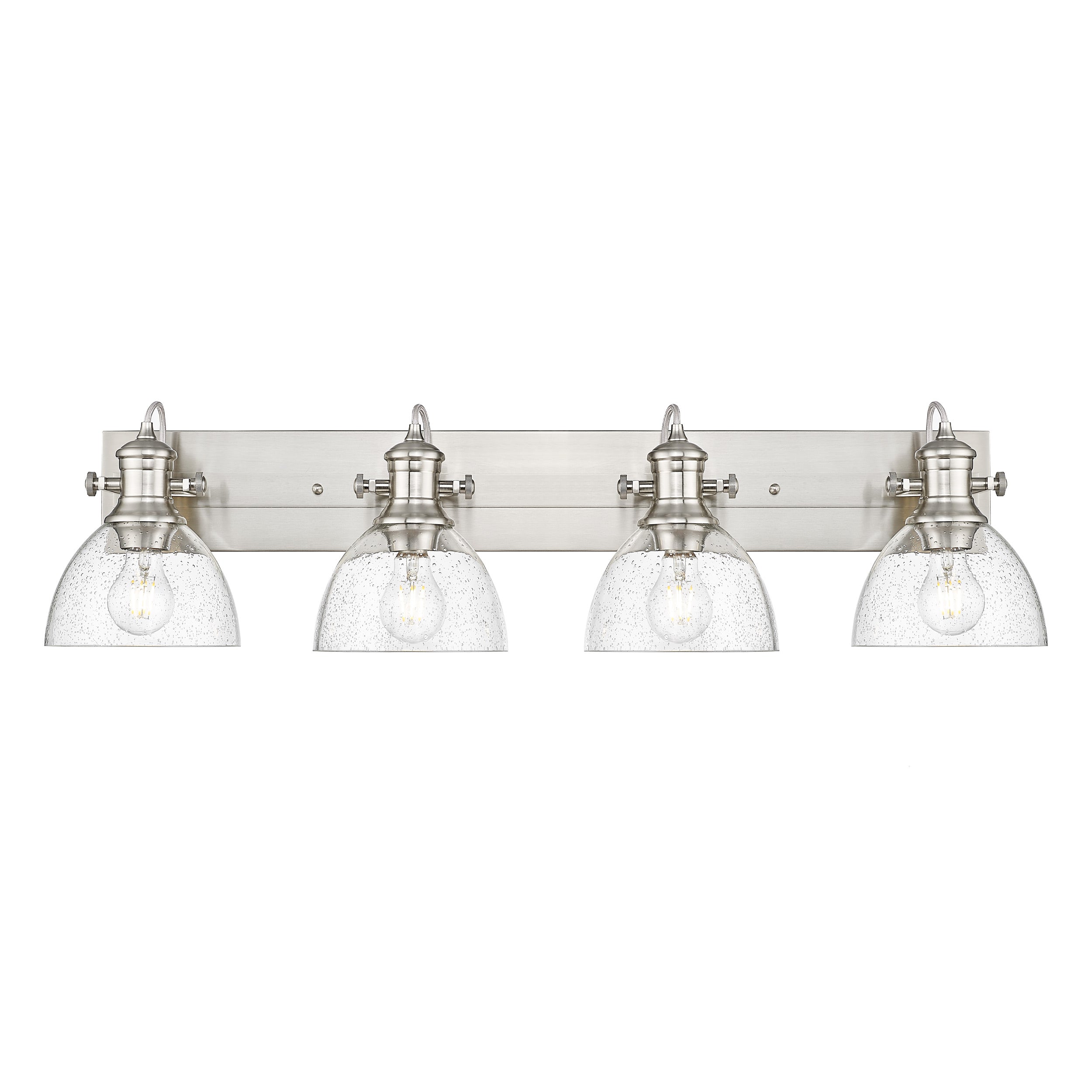 Hines 4-Light Vanity Light in Pewter with Seeded Glass - Default Title - Golden Lighting