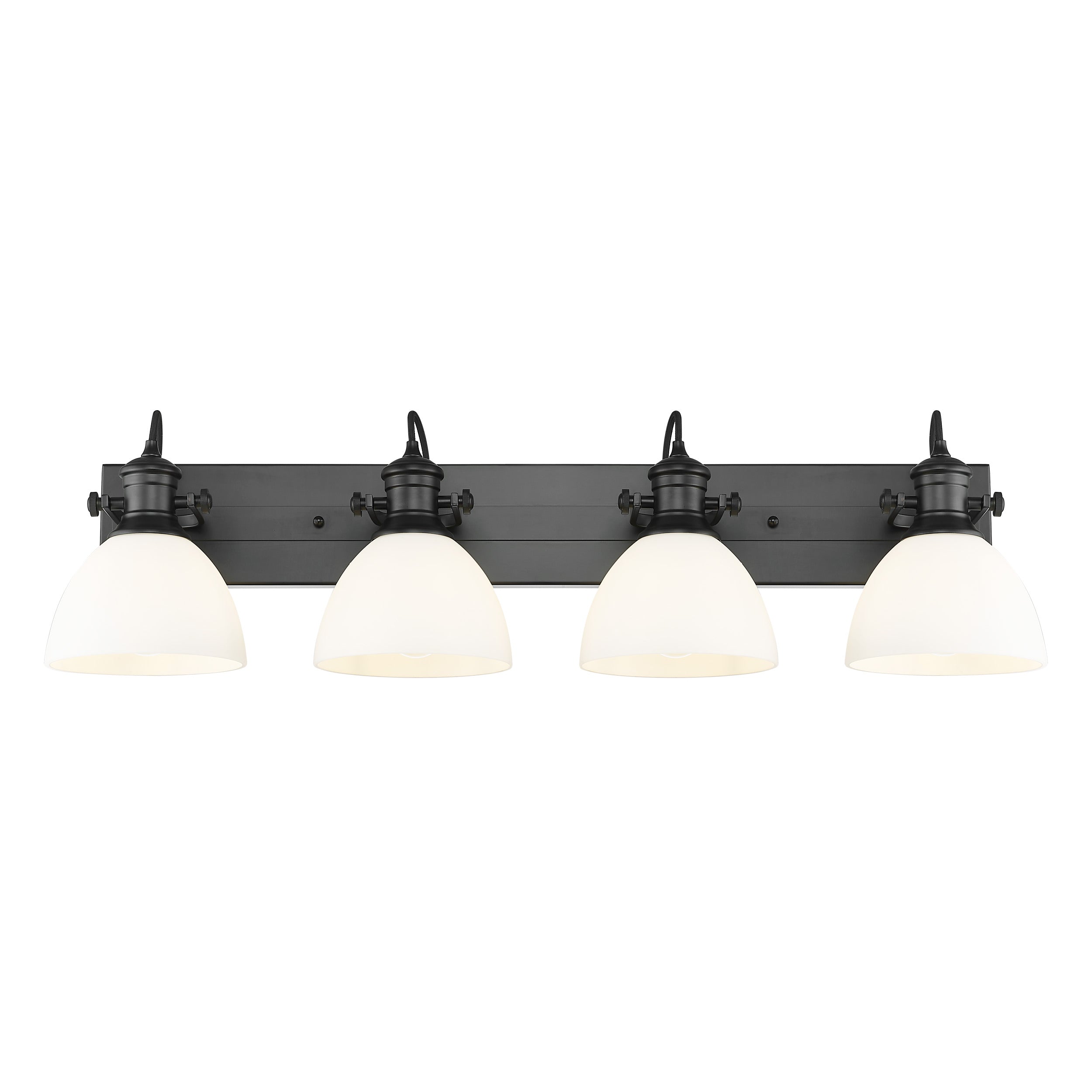Yep by Golden Lighting Hines 4-light Vanity in Matte Black and Opal Glass - - Golden Lighting