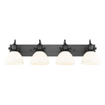 Yep by Golden Lighting Hines 4-light Vanity in Matte Black and Opal Glass - - Golden Lighting