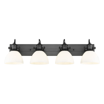 Yep by Golden Lighting Hines 4-light Vanity in Matte Black and Opal Glass - - Golden Lighting