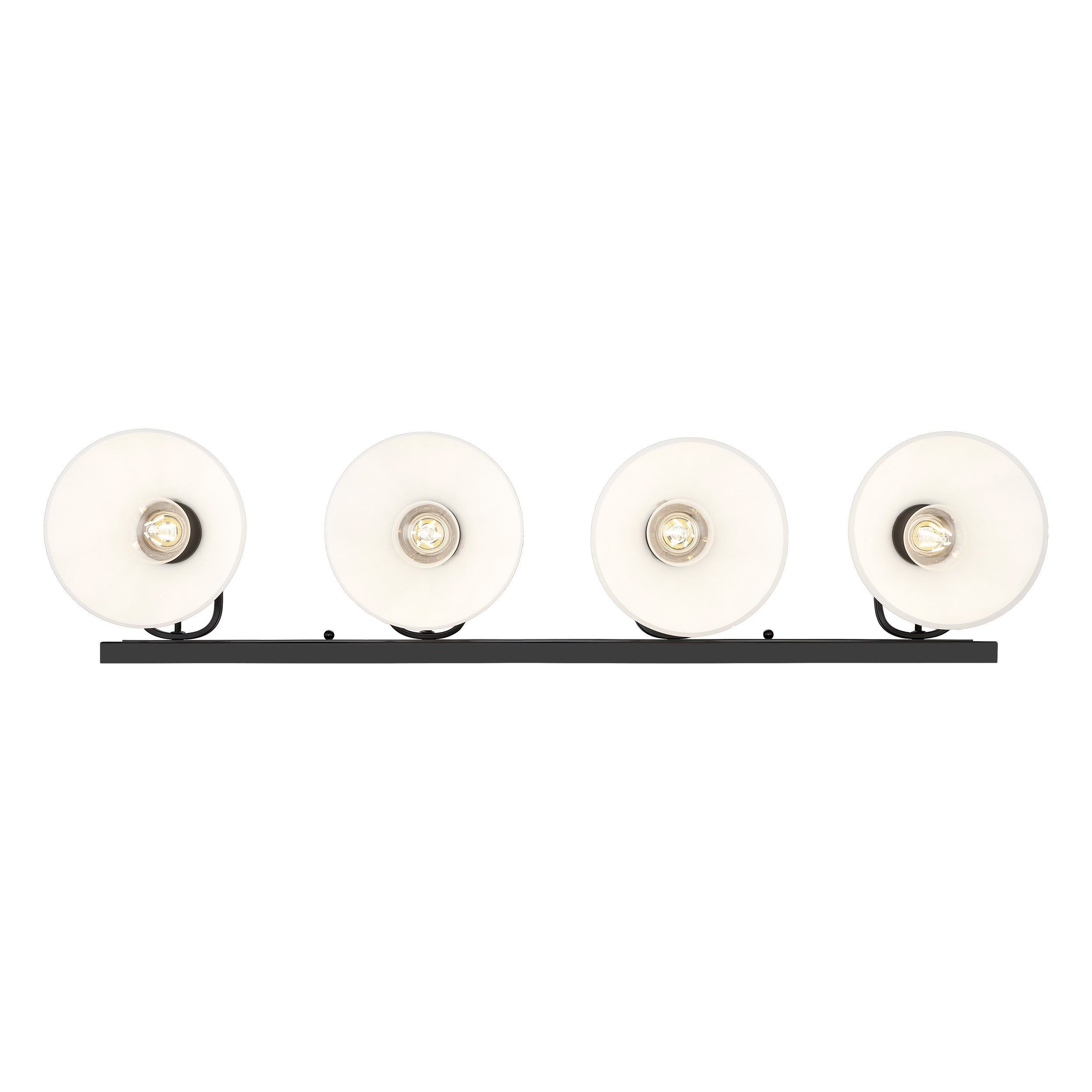 Yep by Golden Lighting Hines 4-light Vanity in Matte Black and Opal Glass - - Golden Lighting