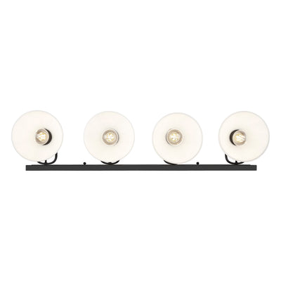 Yep by Golden Lighting Hines 4-light Vanity in Matte Black and Opal Glass - - Golden Lighting