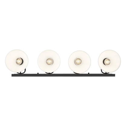 Yep by Golden Lighting Hines 4-light Vanity in Matte Black and Opal Glass - - Golden Lighting