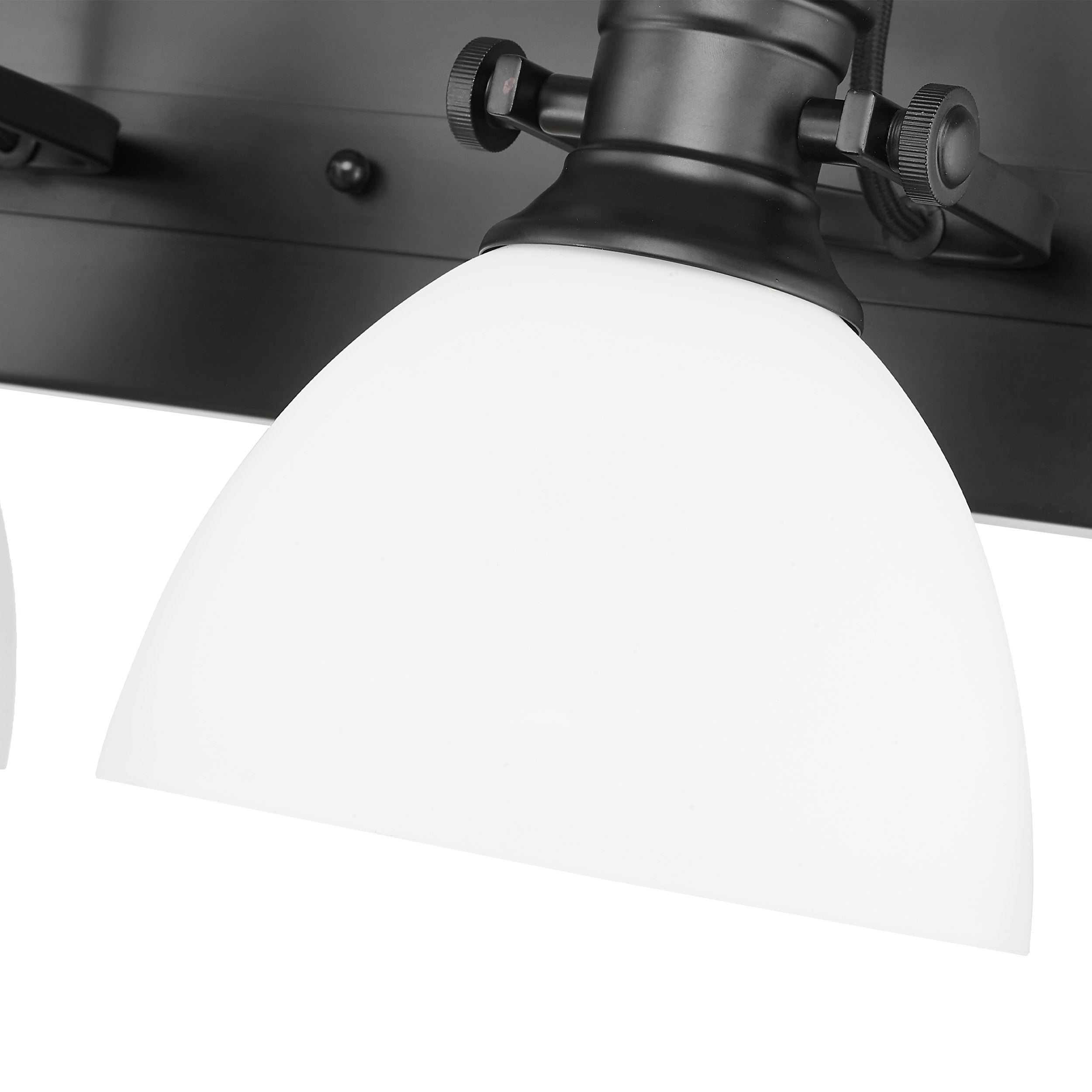 Yep by Golden Lighting Hines 4-light Vanity in Matte Black and Opal Glass - - Golden Lighting