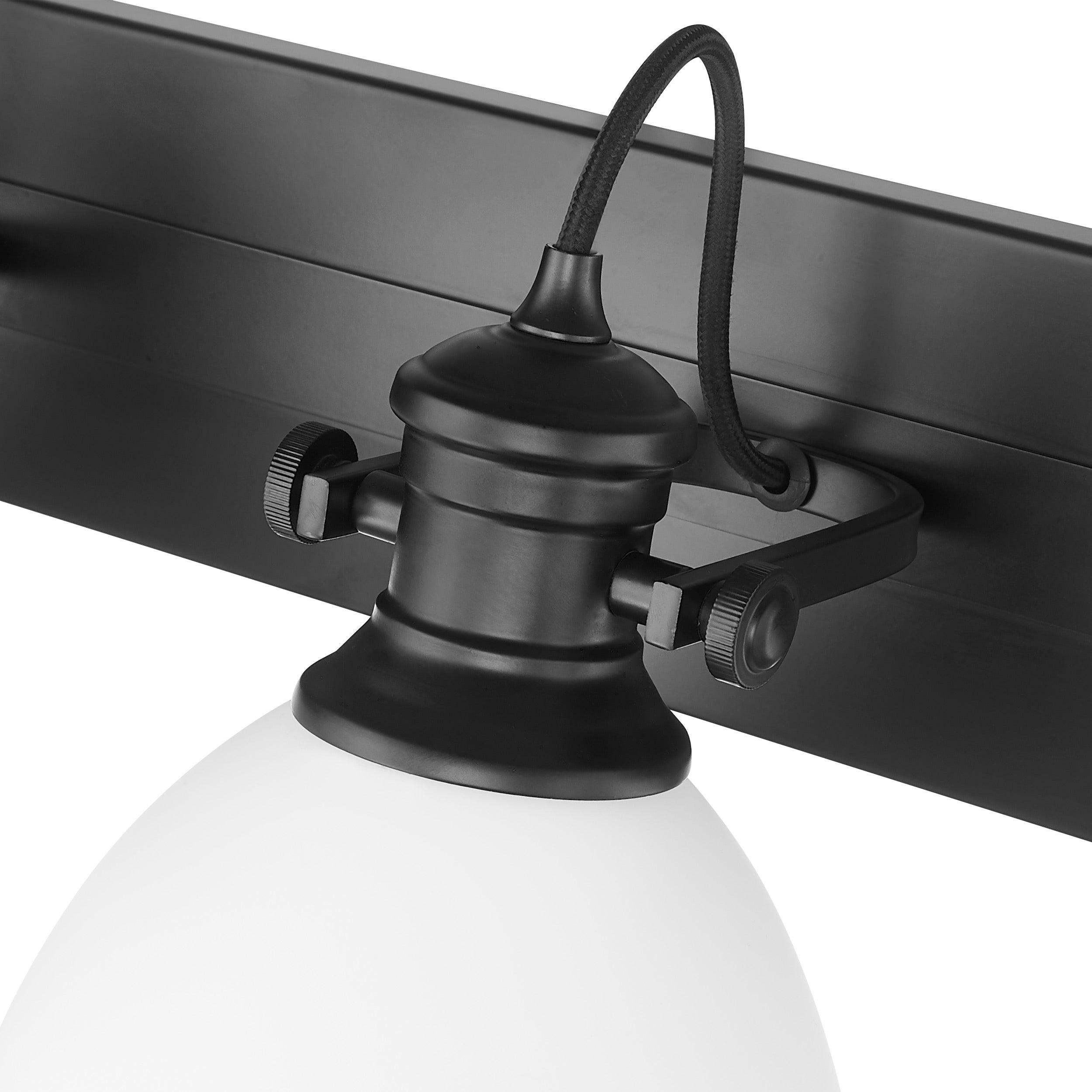 Yep by Golden Lighting Hines 4-light Vanity in Matte Black and Opal Glass - - Golden Lighting
