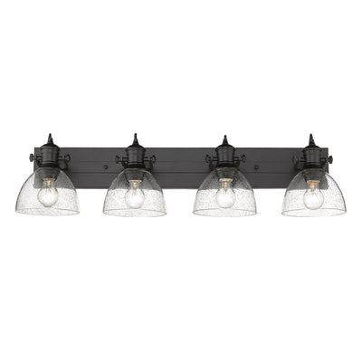 Yep by Golden Lighting Hines 4-light Vanity in Matte Black and Seeded Glass - - Golden Lighting
