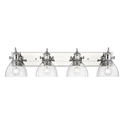 Yep by Golden Lighting Hines 4-light Vanity in Chrome and Seeded Glass - - Golden Lighting