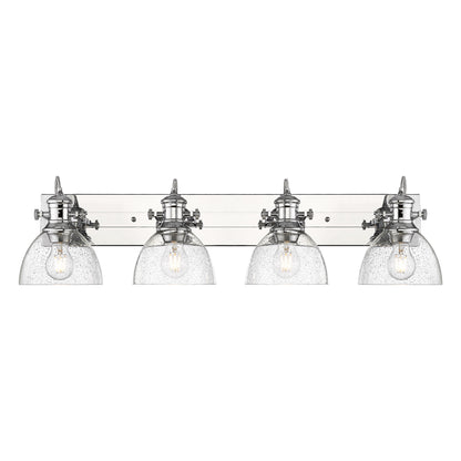 Yep by Golden Lighting Hines 4-light Vanity in Chrome and Seeded Glass - - Golden Lighting