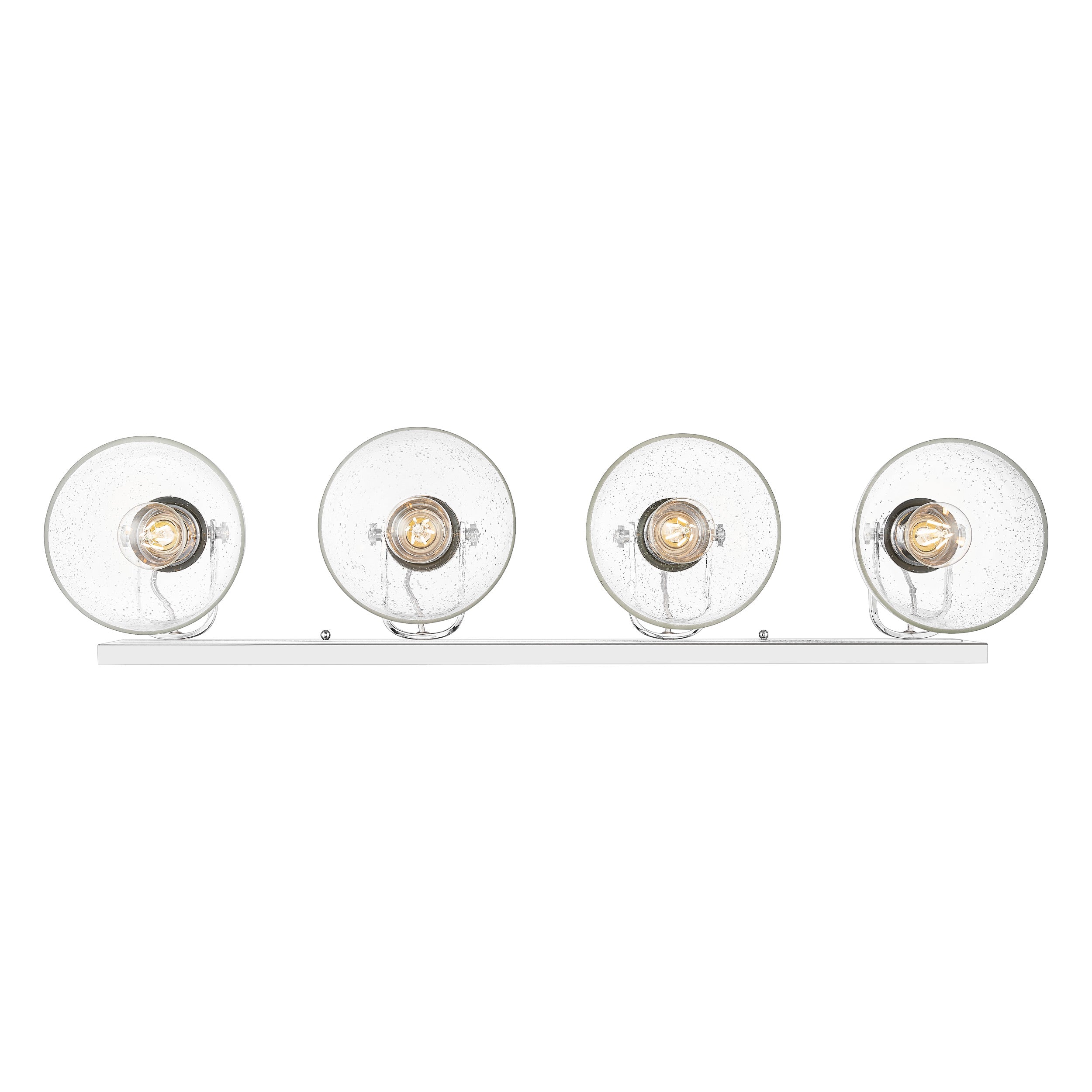 Yep by Golden Lighting Hines 4-light Vanity in Chrome and Seeded Glass - - Golden Lighting