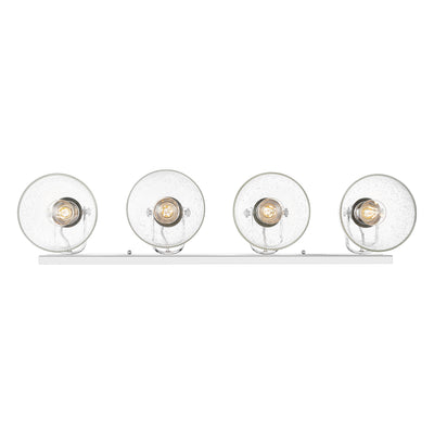 Yep by Golden Lighting Hines 4-light Vanity in Chrome and Seeded Glass - - Golden Lighting