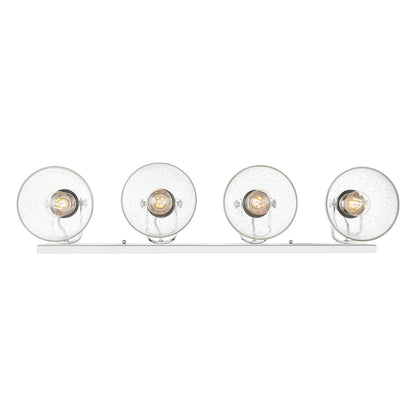 Yep by Golden Lighting Hines 4-light Vanity in Chrome and Seeded Glass - - Golden Lighting