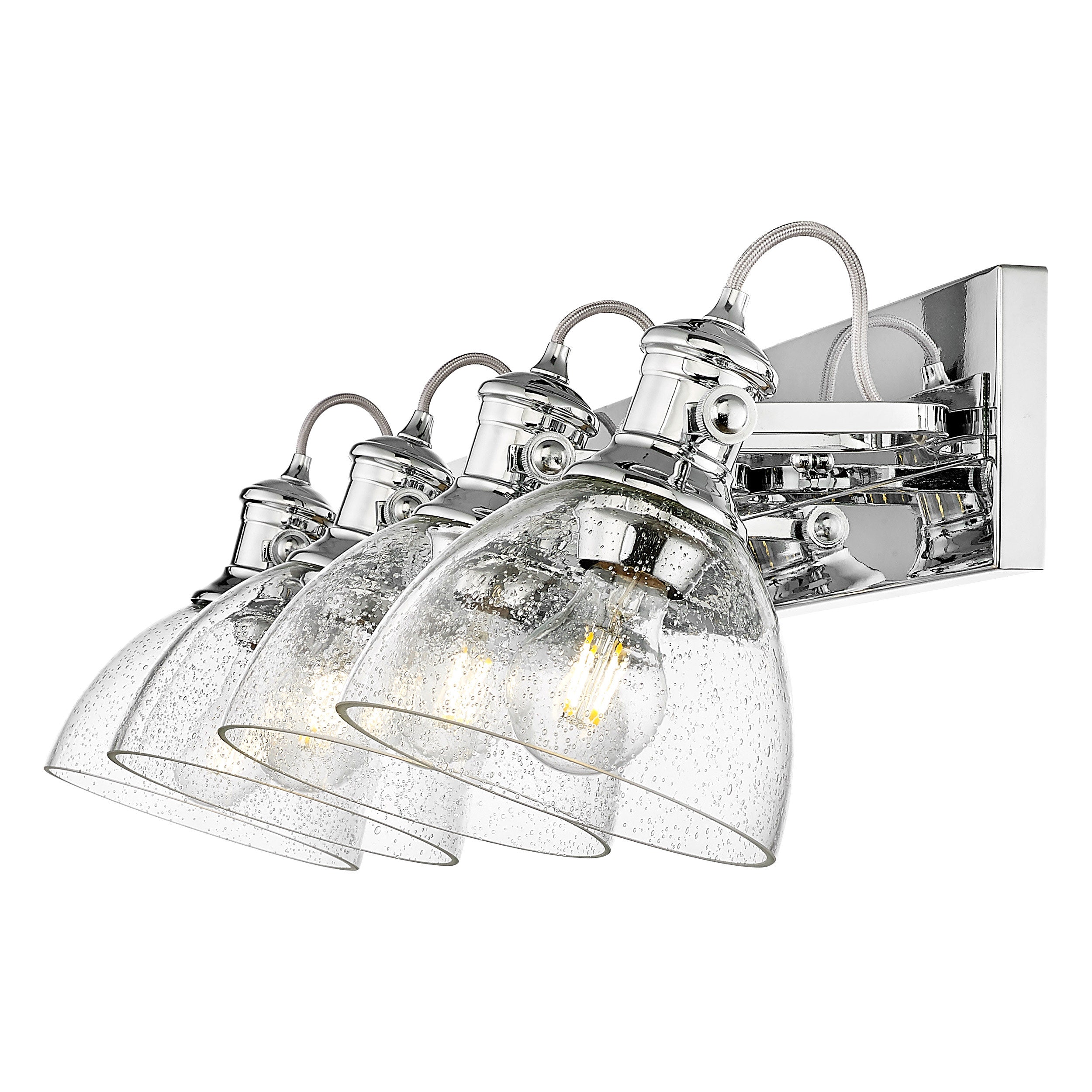 Yep by Golden Lighting Hines 4-light Vanity in Chrome and Seeded Glass - - Golden Lighting