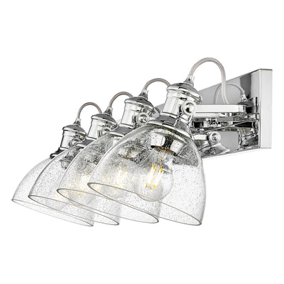 Yep by Golden Lighting Hines 4-light Vanity in Chrome and Seeded Glass - - Golden Lighting