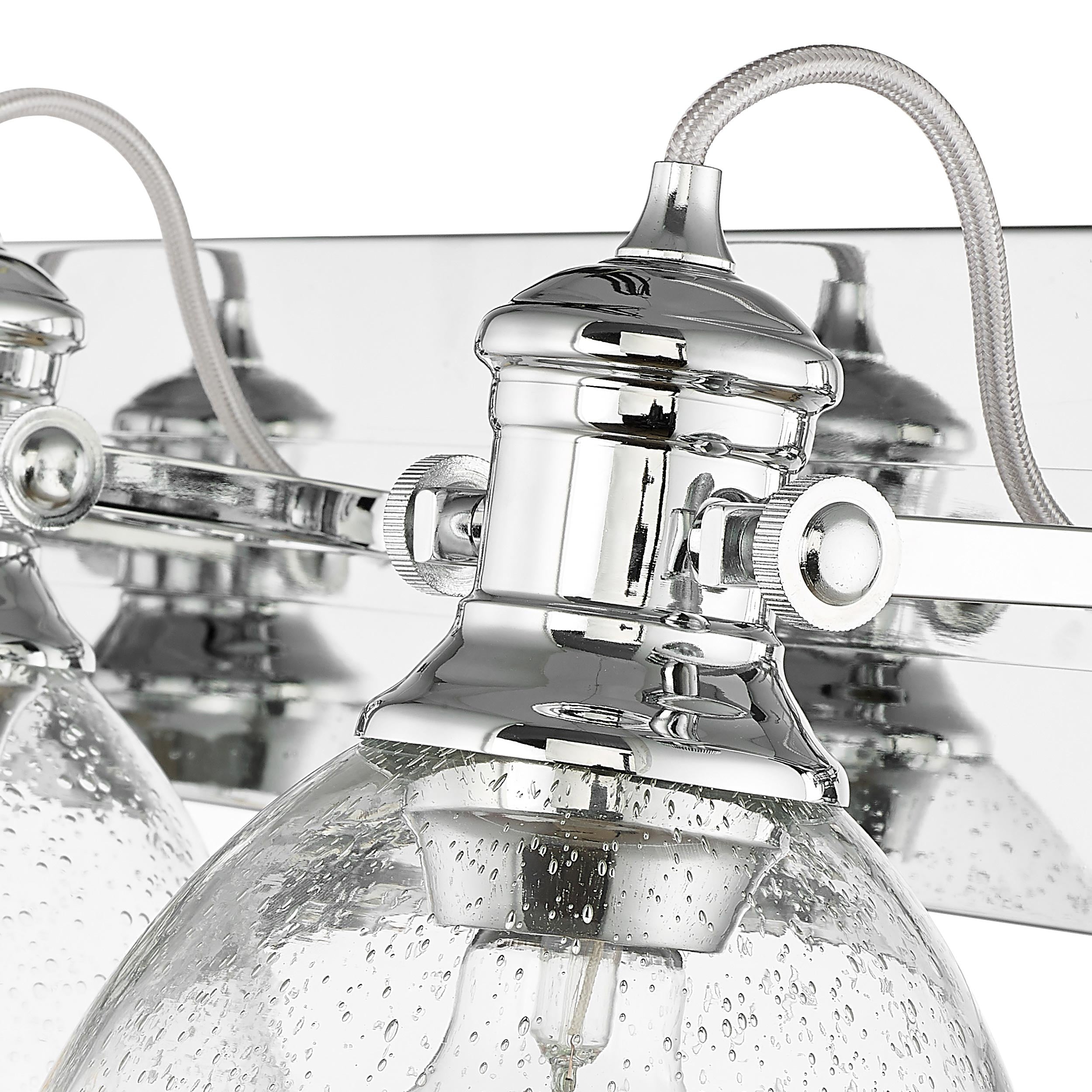 Yep by Golden Lighting Hines 4-light Vanity in Chrome and Seeded Glass - - Golden Lighting