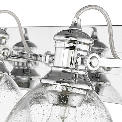 Yep by Golden Lighting Hines 4-light Vanity in Chrome and Seeded Glass - - Golden Lighting