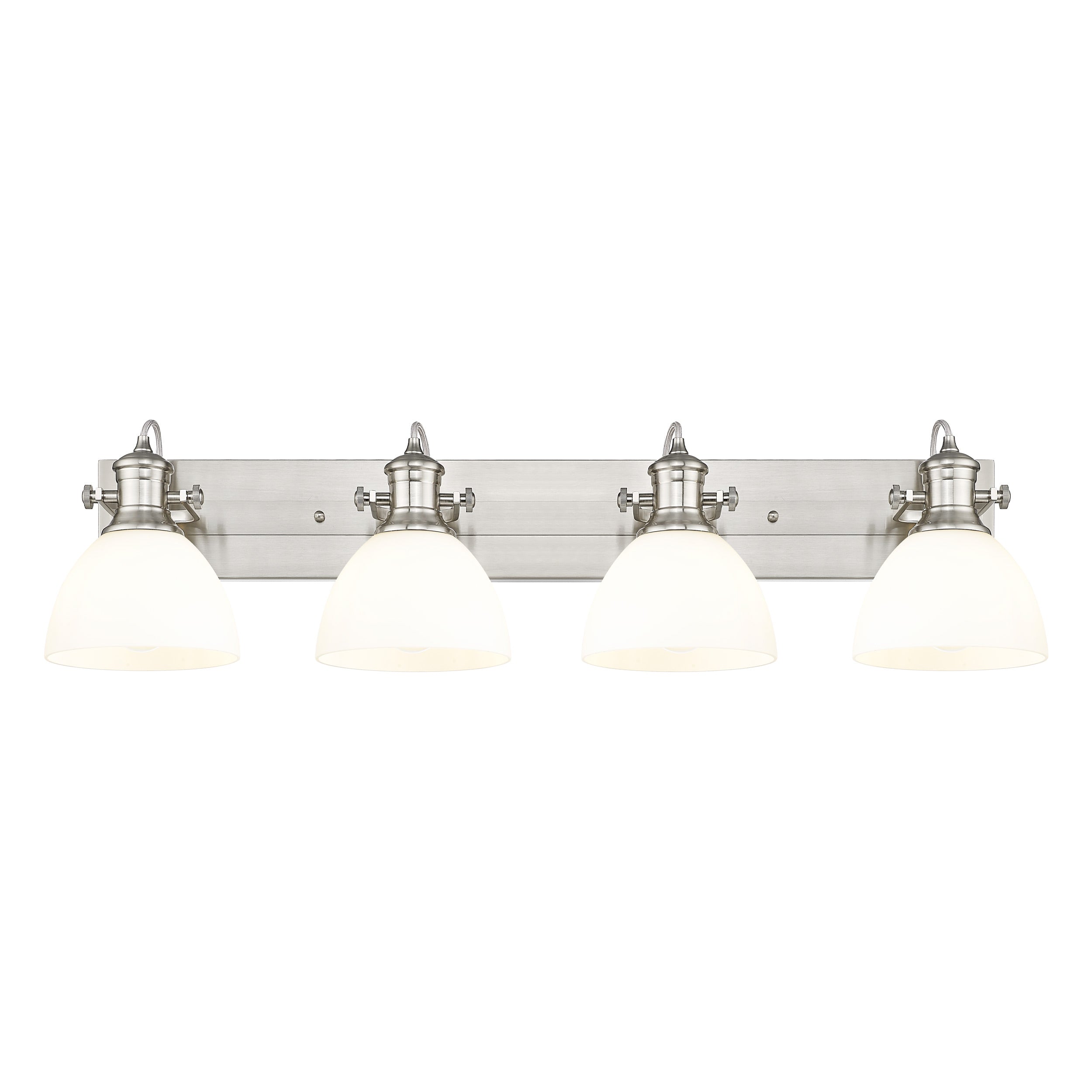 Yep by Golden Lighting Hines 4-light Vanity in Pewter and Opal Glass - - Golden Lighting