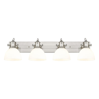 Yep by Golden Lighting Hines 4-light Vanity in Pewter and Opal Glass - - Golden Lighting