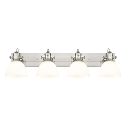 Yep by Golden Lighting Hines 4-light Vanity in Pewter and Opal Glass - - Golden Lighting