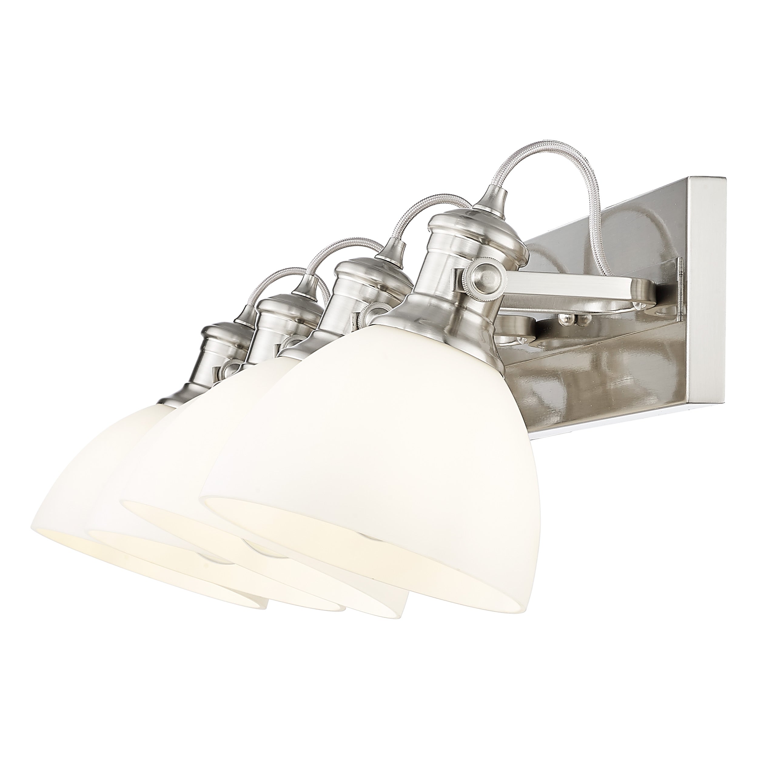 Yep by Golden Lighting Hines 4-light Vanity in Pewter and Opal Glass - - Golden Lighting
