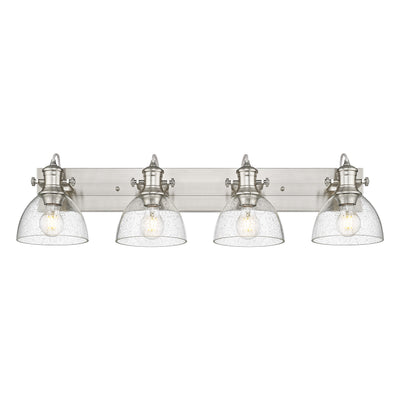 Yep by Golden Lighting Hines 4-light Vanity in Pewter and Seeded Glass - - Golden Lighting