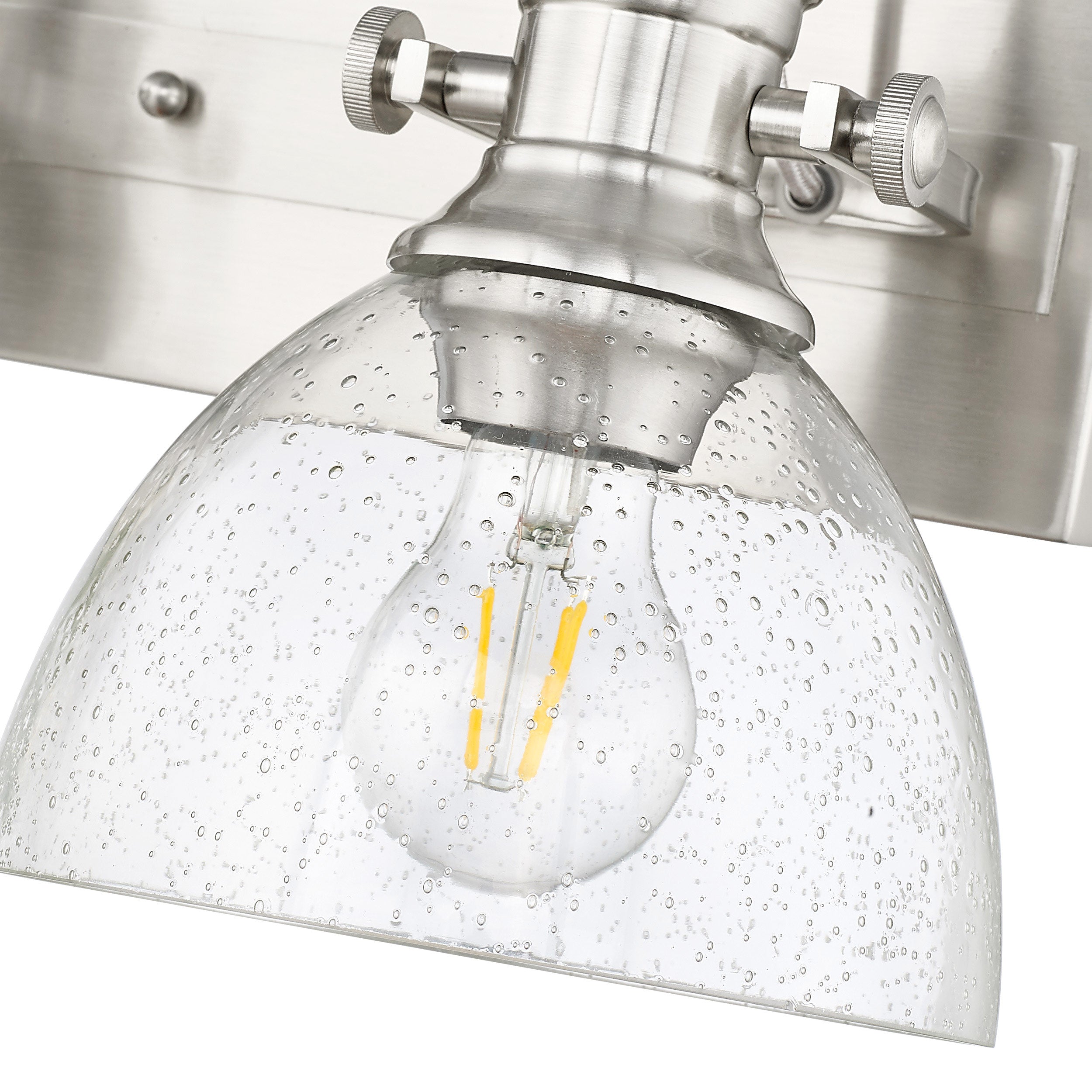 Yep by Golden Lighting Hines 4-light Vanity in Pewter and Seeded Glass - - Golden Lighting