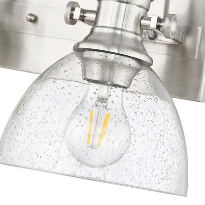 Yep by Golden Lighting Hines 4-light Vanity in Pewter and Seeded Glass - - Golden Lighting