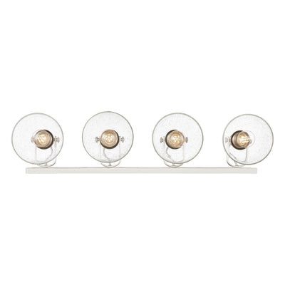 Yep by Golden Lighting Hines 4-light Vanity in Pewter and Seeded Glass - - Golden Lighting