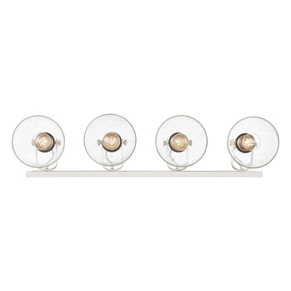 Yep by Golden Lighting Hines 4-light Vanity in Pewter and Seeded Glass - - Golden Lighting