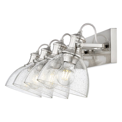 Yep by Golden Lighting Hines 4-light Vanity in Pewter and Seeded Glass - - Golden Lighting