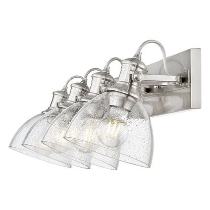 Yep by Golden Lighting Hines 4-light Vanity in Pewter and Seeded Glass - - Golden Lighting