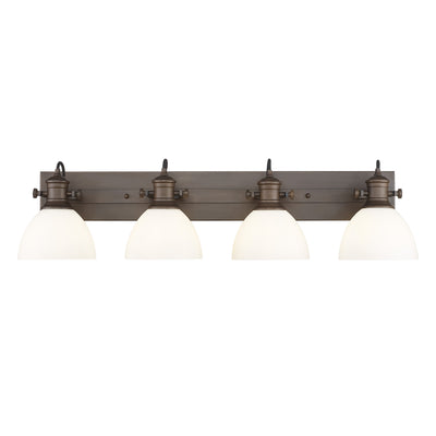 Yep by Golden Lighting Hines 4-light Vanity in Rubbed Bronze and Opal Glass - - Golden Lighting