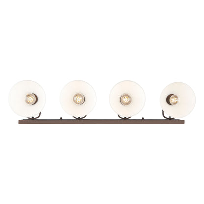 Yep by Golden Lighting Hines 4-light Vanity in Rubbed Bronze and Opal Glass - - Golden Lighting