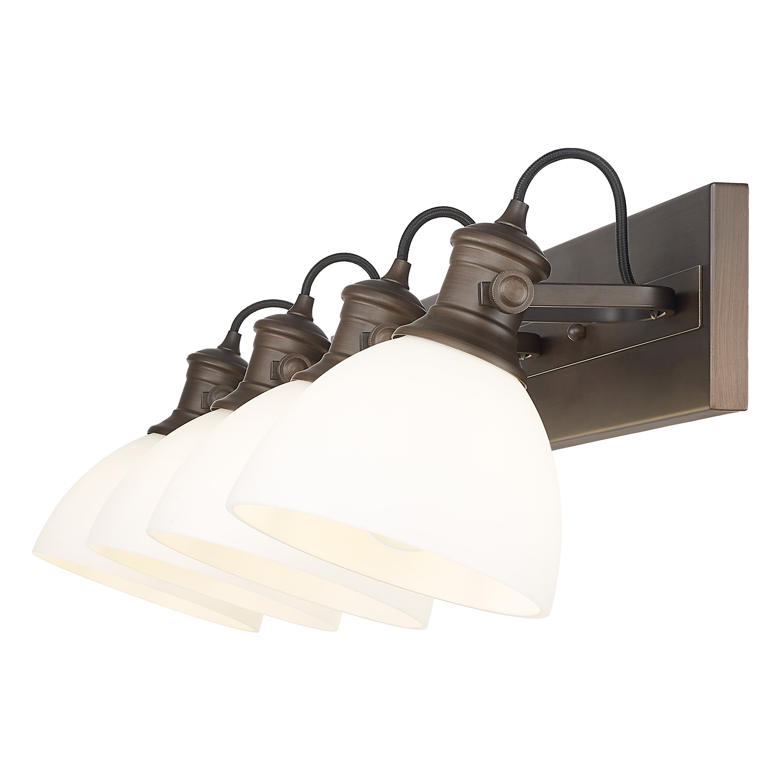 Yep by Golden Lighting Hines 4-light Vanity in Rubbed Bronze and Opal Glass - - Golden Lighting