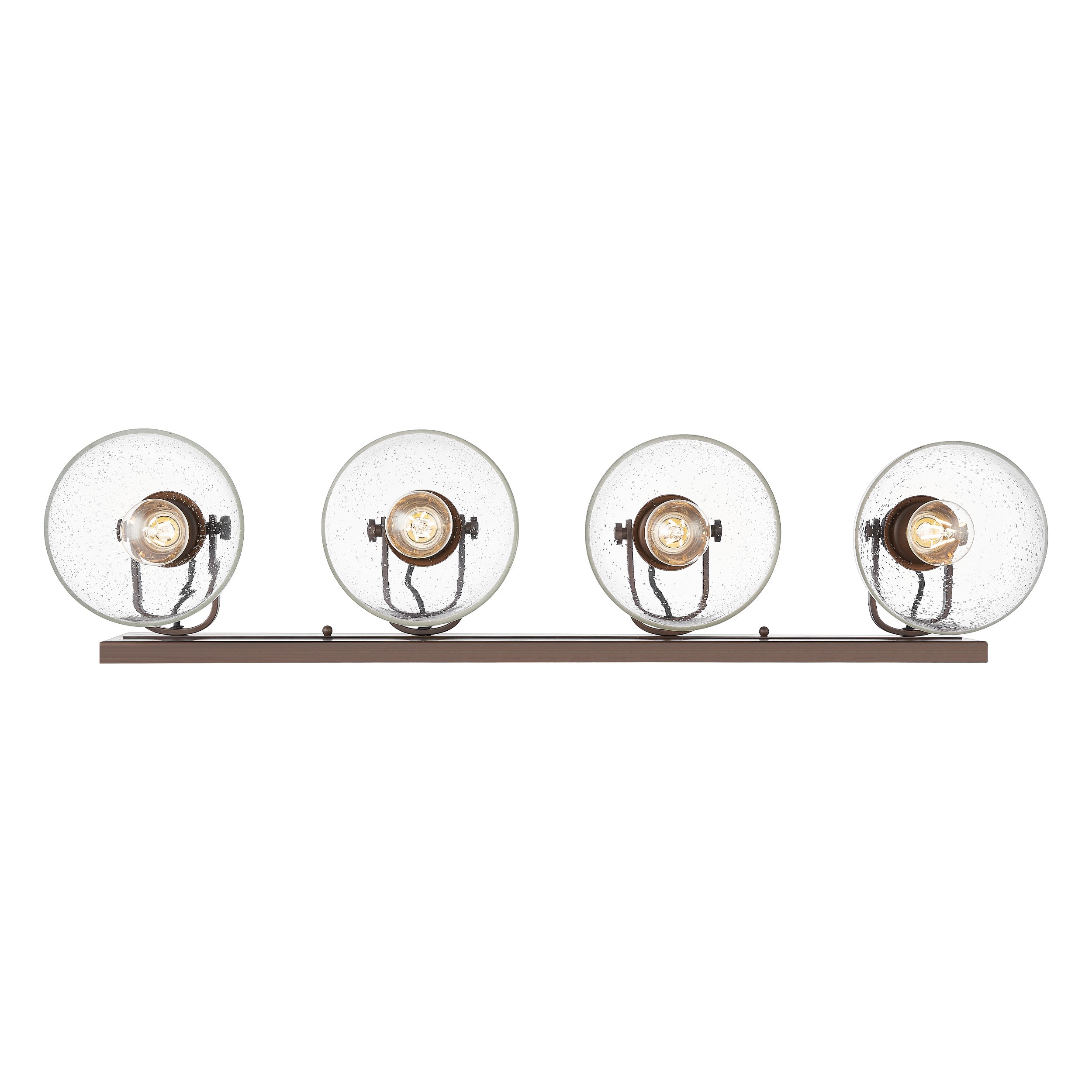 Yep by Golden Lighting Hines 4-light Vanity in Rubbed Bronze and Seeded Glass - - Golden Lighting
