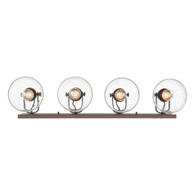 Yep by Golden Lighting Hines 4-light Vanity in Rubbed Bronze and Seeded Glass - - Golden Lighting