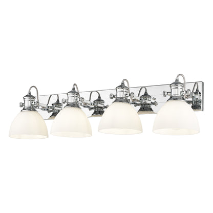 Yep by Golden Lighting Hines 4-light Vanity in Chrome and Opal Glass