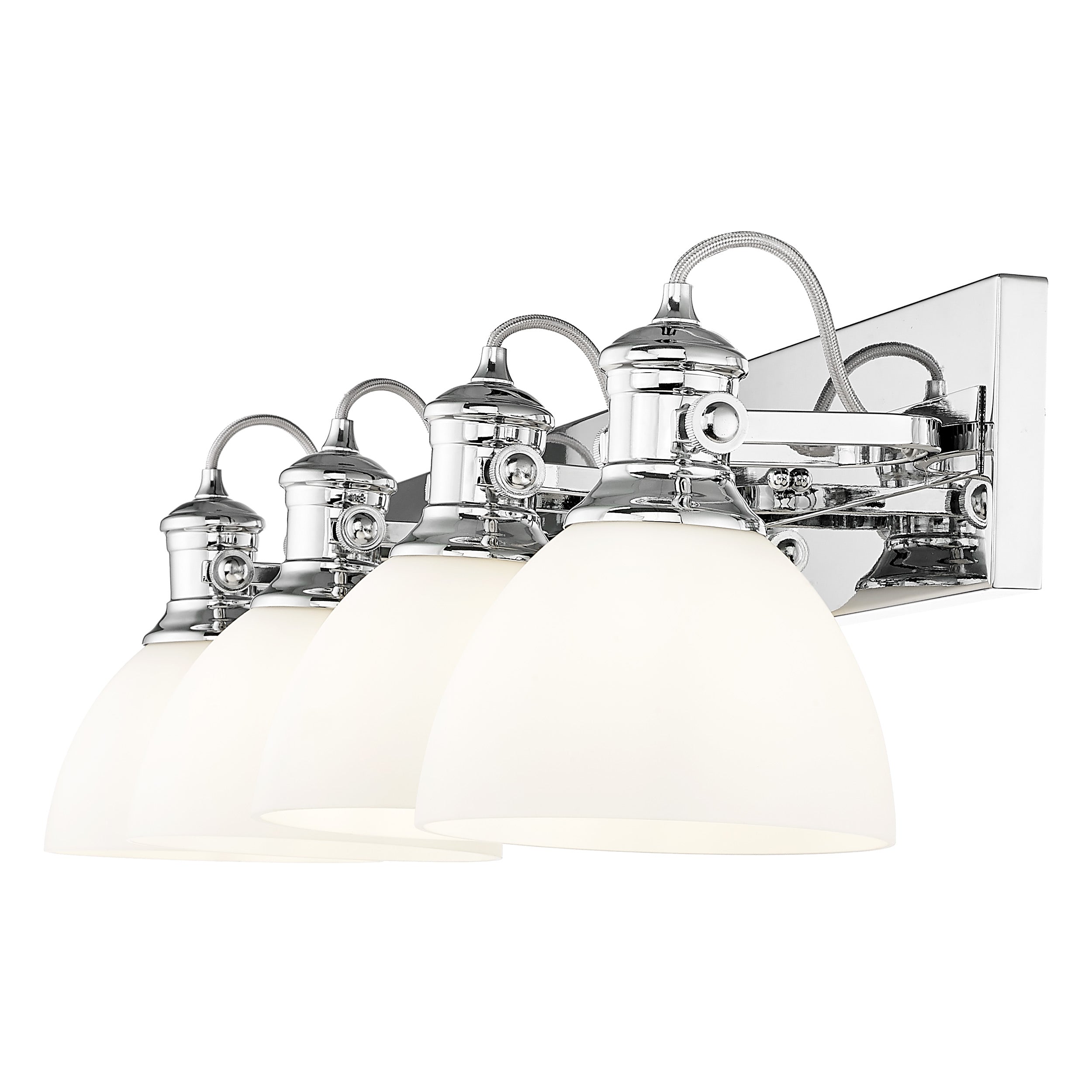 Yep by Golden Lighting Hines 4-light Vanity in Chrome and Opal Glass