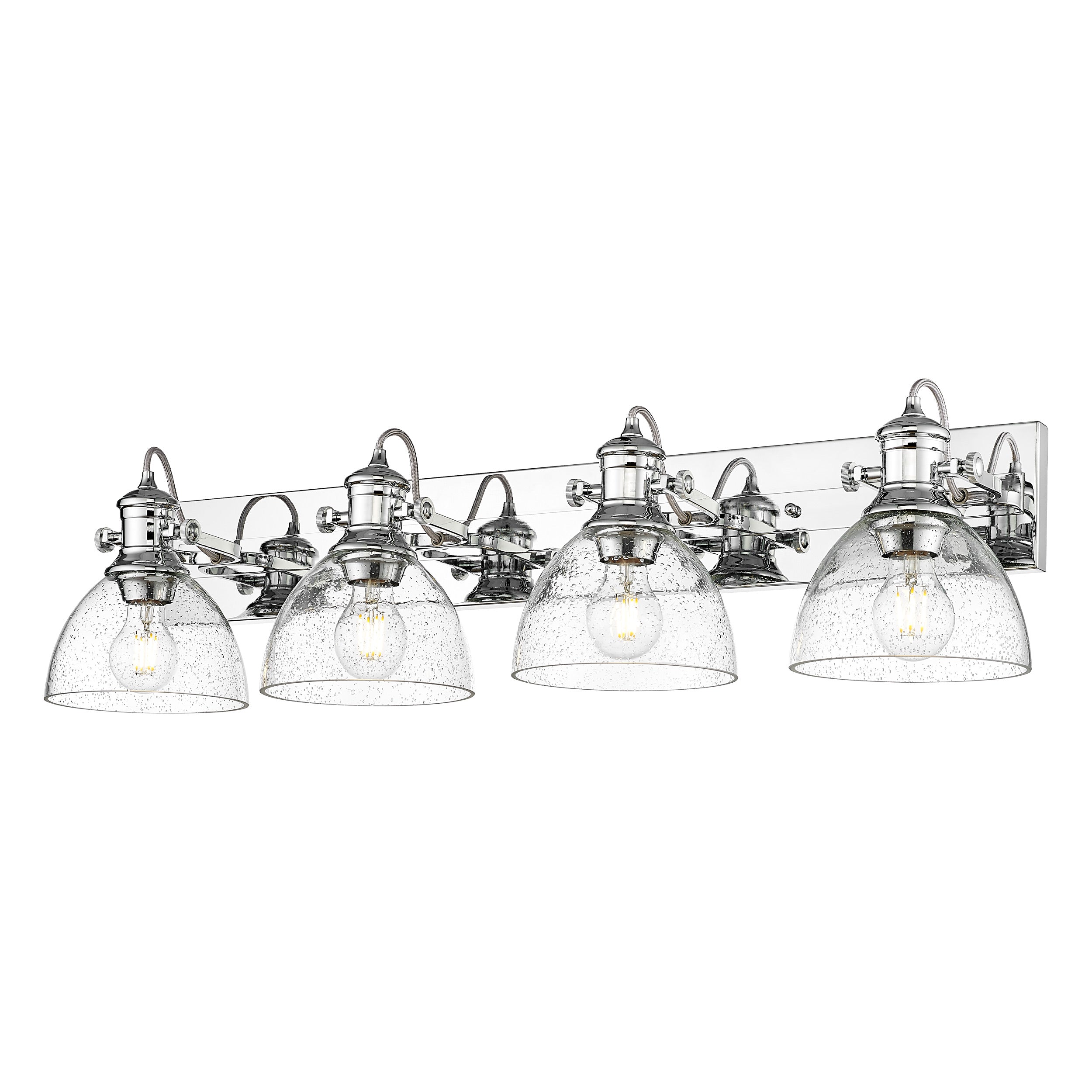 Yep by Golden Lighting Hines 4-light Vanity in Chrome and Seeded Glass