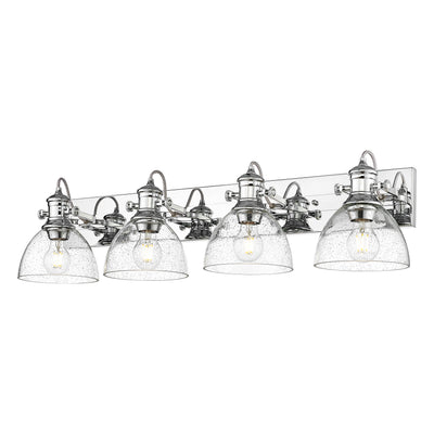 Yep by Golden Lighting Hines 4-light Vanity in Chrome and Seeded Glass - - Golden Lighting